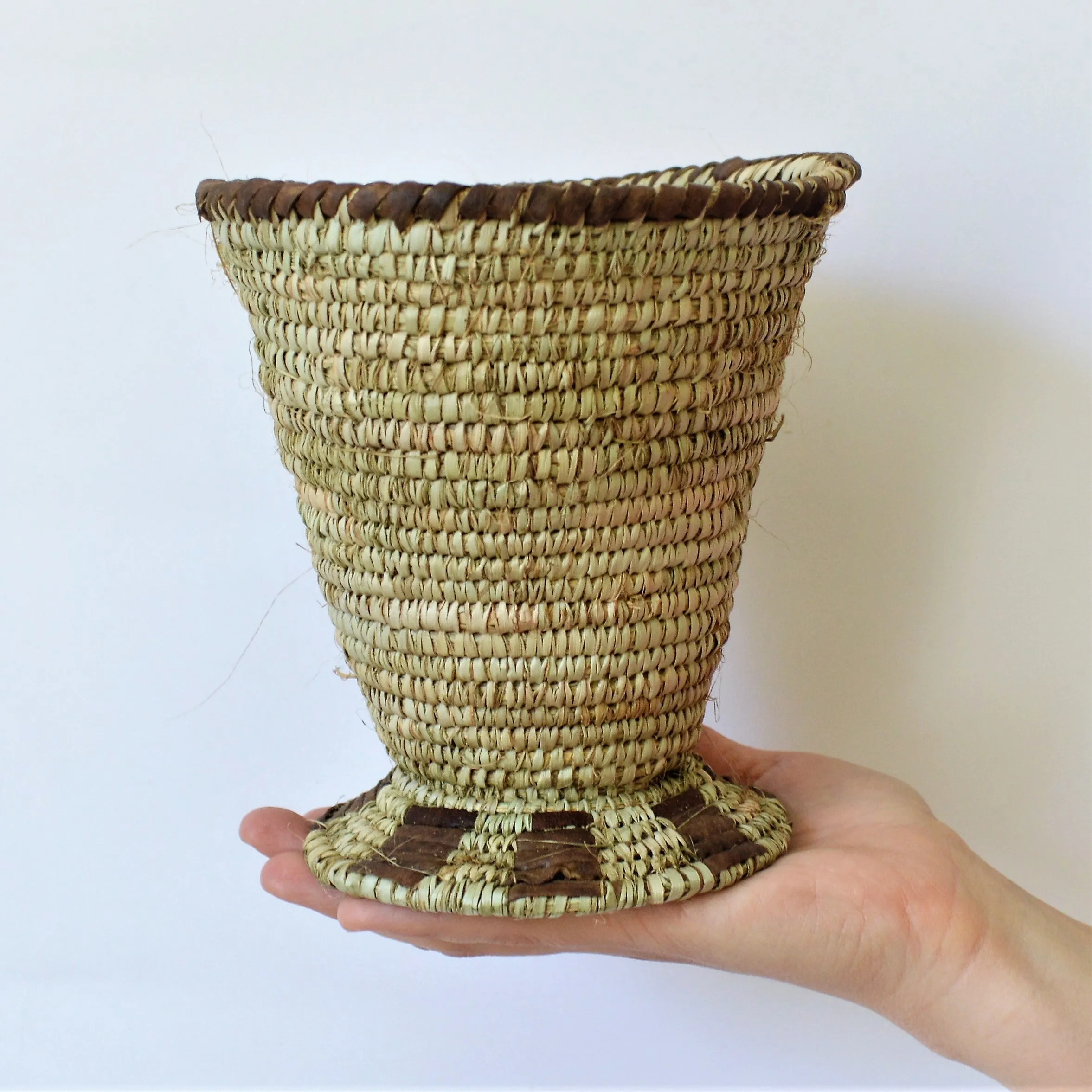 Woven rustic bowl with cup shape