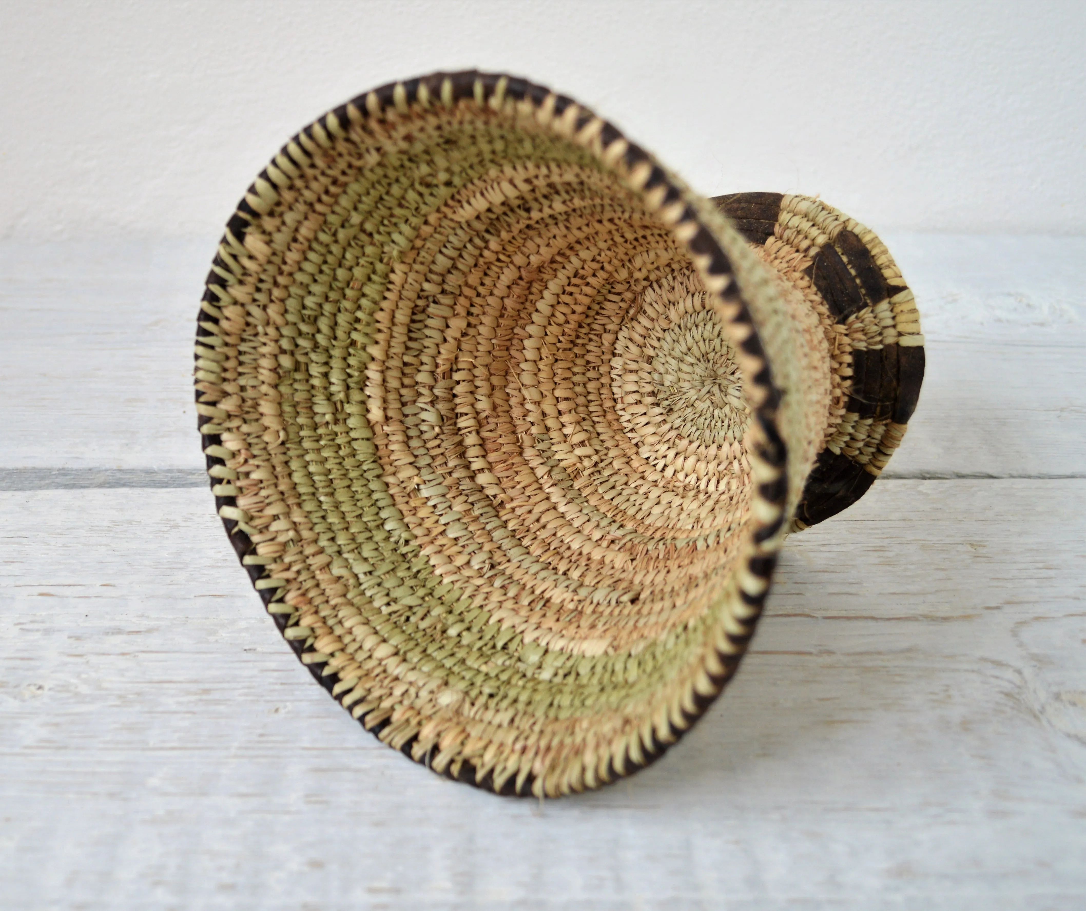 Woven rustic bowl with cup shape