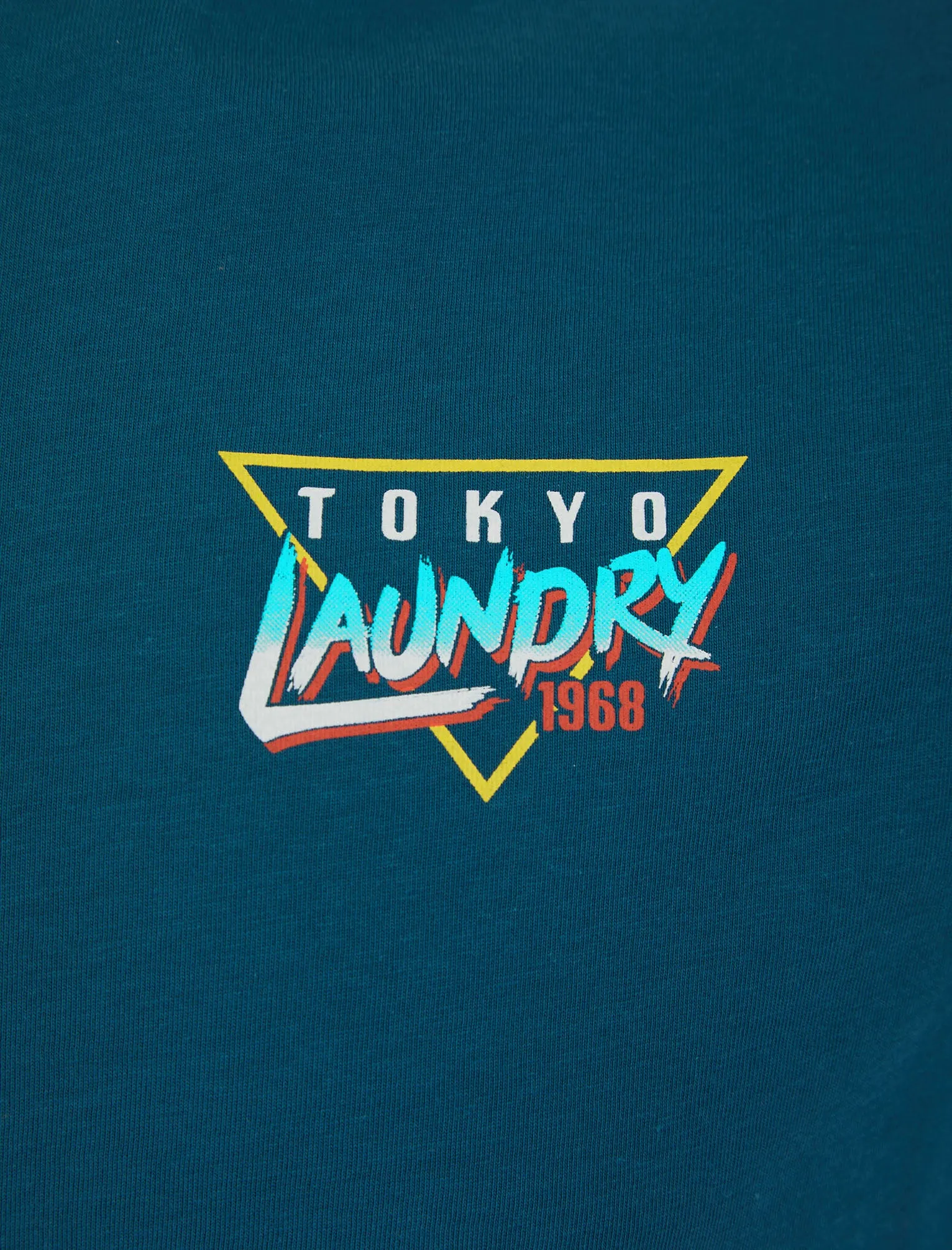 Yata Motif Cotton Jersey T-Shirt in Moroccan Blue - Tokyo Laundry