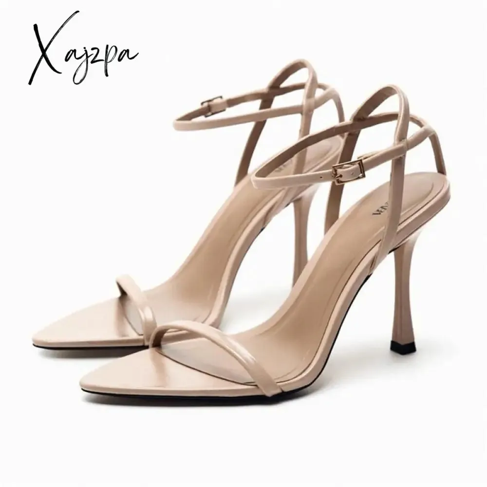 ZA Fashion Pointed Toe Shoes Woman's Sandals 2023 Elegant Thin Heeled Sandals Female High Heels Sandals Ladies Summer Shoes NEW