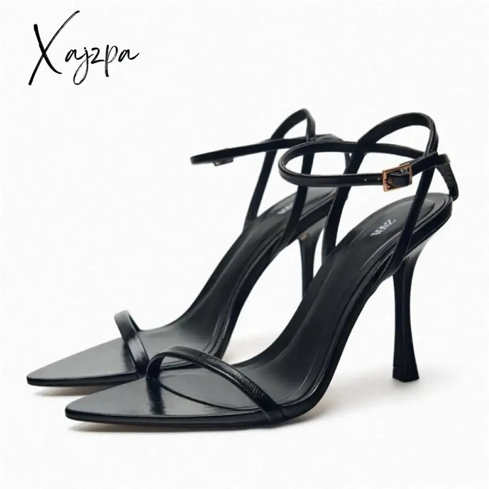 ZA Fashion Pointed Toe Shoes Woman's Sandals 2023 Elegant Thin Heeled Sandals Female High Heels Sandals Ladies Summer Shoes NEW